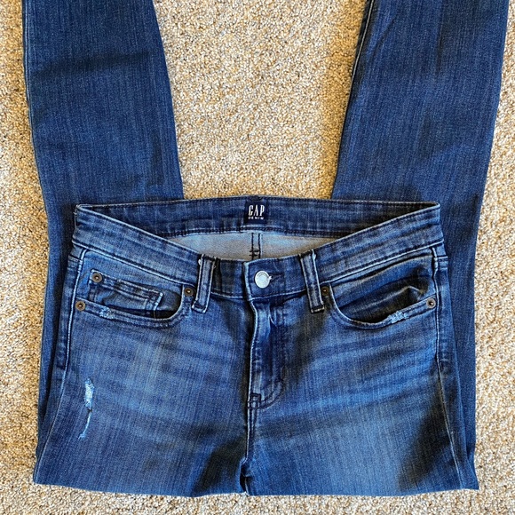 GAP dark indigo denim skinny distressed jeans. Women's 26 regular - Picture 4 of 13